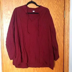 Long sleeve maroon cotton shirt from Old Navy, size xl tall
